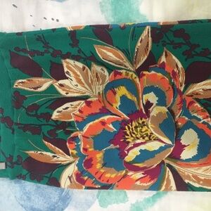 Anthropologie Green and Yellow Floral-Accent Pencil Skirt